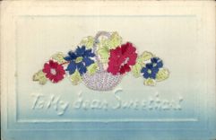 CPA Fantaisie Decor brode To my dear sweetheart