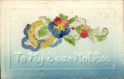 CPA Fantaisie Decor brode To my dear mother