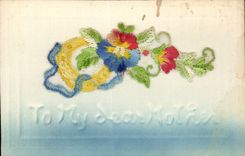 CPA Fantaisie Decor brode To my dear mother