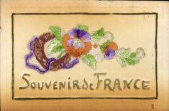 CPA Fantaisie Decor brode Souvenir de France