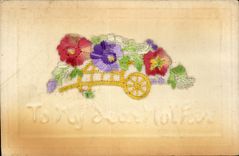 CPA Fantaisie Decor brode To my dear souvenir