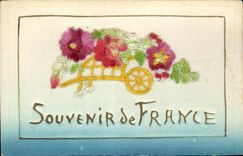 CPA Fantaisie Decor brode Souvenir de France