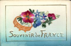 CPA Fantaisie Decor brode Souvenir de France