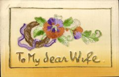 CPA Fantaisie Decor brode To my dear wife