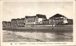 CPA Cabourg la playa y el hotel grande (Viraut y Mauclerc)