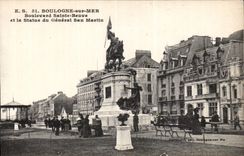 CPA Boulogne on Sea Boulevard Sainte Beuve and Statue of general San Martin