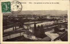 CPA Pau View and the iron bridge of the South