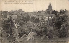 CPA Mortagne Panoramic View Seen from before sets fire to tower of July 2nd 1887