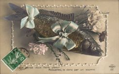 CPA Fantaisie Poisson Paques Easter