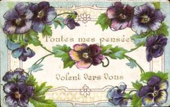 Flores de CPSM Fantaisie que todos mis pensamientos vuelan hacia usted