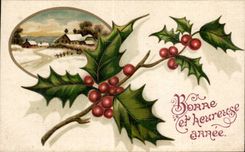 Feliz Ano Nuevo de las flores - Feliz Ano Nuevo - houx - acebo - CPA