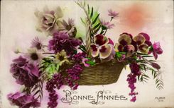 Fleurs Bonne Annee - Happy New Year - CPA 