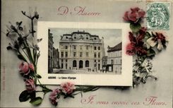 Auxerre - Caisse d Epargne - fleurs souvenir - CPA 