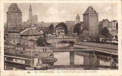 Strasbourg - Old women Tours with the Bridge Covered - Illustration - CPA