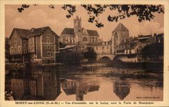 Moret sur Loing - Vue d ensemble sur le Loing vers la Porte de Bourgogne - CPA 