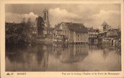 Moret sur Loing - Vue sur le Loing - L Eglise - La Porte de Bourgogne - CPA 