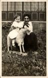 Real photo Child on a sheep