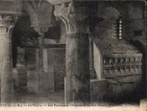 CPA Jouarre the crypt the tombs Capitals Eastern marble