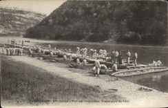 CPA Besancon Genie Pont par conversion Preparation du pont Militaria 