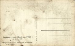CPA Militaria Funeral of the Marshal Foch March 26th 1929 military Delegations American and English