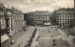 CPA Angers Place du ralliement Les postes et telegraphes Cafe Ralliement et grand Hotel 
