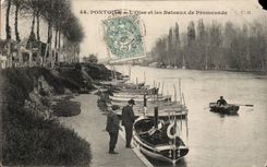 CPA Pontoise oise and boats of walk