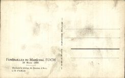 CPA Militaria Funeral of the Marshal Foch March 26th 1929 In front of Statue of Jeanne arc