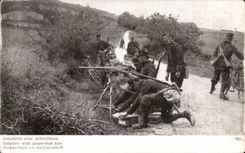 CPA Militaria Infanterie avec mitrailleuse