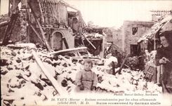 CPA Militaria Be worth Ruins occasionnees by the German shells