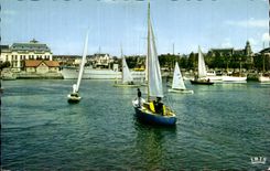 CPSM Trouville Deauville sailing ships in the port and the casino of TRouville