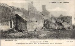 CPA Militaria Battles of the Marne the village of Montceau after the bombardment by the Germans