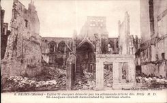 CPA Militaria Reims Church St Jacques demolished by German