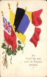 CPA Militaria Drapeaux France Grande Bretagne Belgique