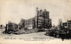 CPA Militaria War of 1914 Rambecourt to the Pots church bombardee by German