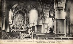 CPA Militaria War 1914 1915 After the passage of German troops interior of church of Barcy