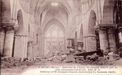 CPA Militaria Reims Interior of church St Jacques demolished by the German shells