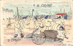 CPA Militaria Humor With the barracks the drudgery