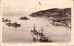 Villefranche sur Mer - La Rade et l Escadre Cuirasses Bateaux de guerre - CPA 
