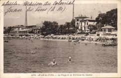 Juan les Pins - La Plage et la Terrasse du Casino - CPA