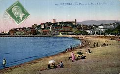 Cannes - the Beach and the Mount Knight - CPA