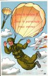 CPA Fantasy Militaria Humor In nature Under the parachute Plane Airplane