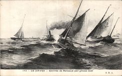 Le Havre - Re-entry of Boats by Heavy sea - CPA