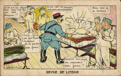 CPA Fantasy Militaria Humor Re-examined of bed linen