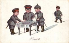 CPA Fantaisie Militaria Humour Kriegsrat Enfants