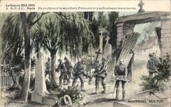 CPA Fantaisie Militaria Humor Kolossal Kultur Ile profane the burial of Poincare