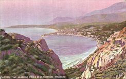 Menton - Vue Generale prise de la frontiere italienne - CPA 