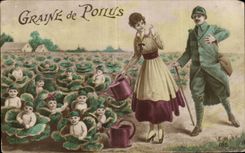 CPA Fantaisie Militaria Graine de poilus 