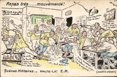 CPA Fantaisie Militaria Repas very animates Scens Halte soldiers