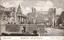 CPA Militaria the Great War 1914 Montfaucon After the bombardment