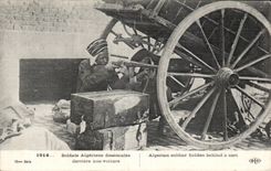 Real photo Militaria Algerian Soldiers behind a car